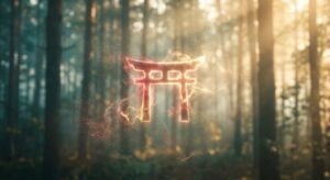 神社参拝後の発熱を表現した浄化と変化を象徴する光の抽象イメージ
