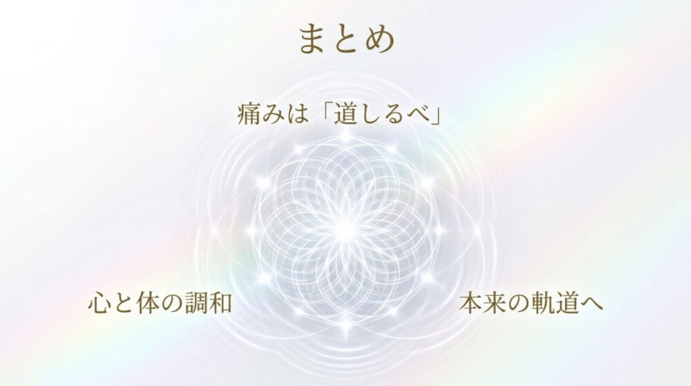 痛みは道しるべ、心と体の調和、本来の軌道へをテーマにした解説記事のまとめ画像